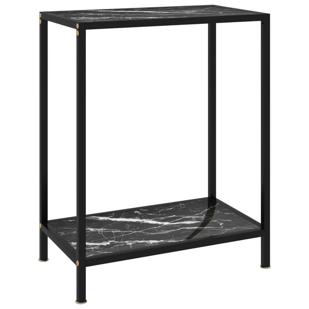 Petromila vidaXL Konzolový stolík, čierny 60x35x75 cm, tvrdené sklo